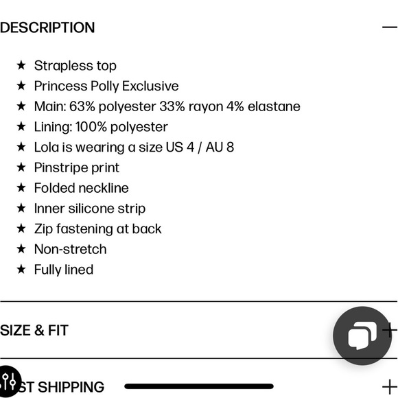 Princess Polly Charcoal pinstripe strapless crop top size 2. Like new - Picture 15 of 16